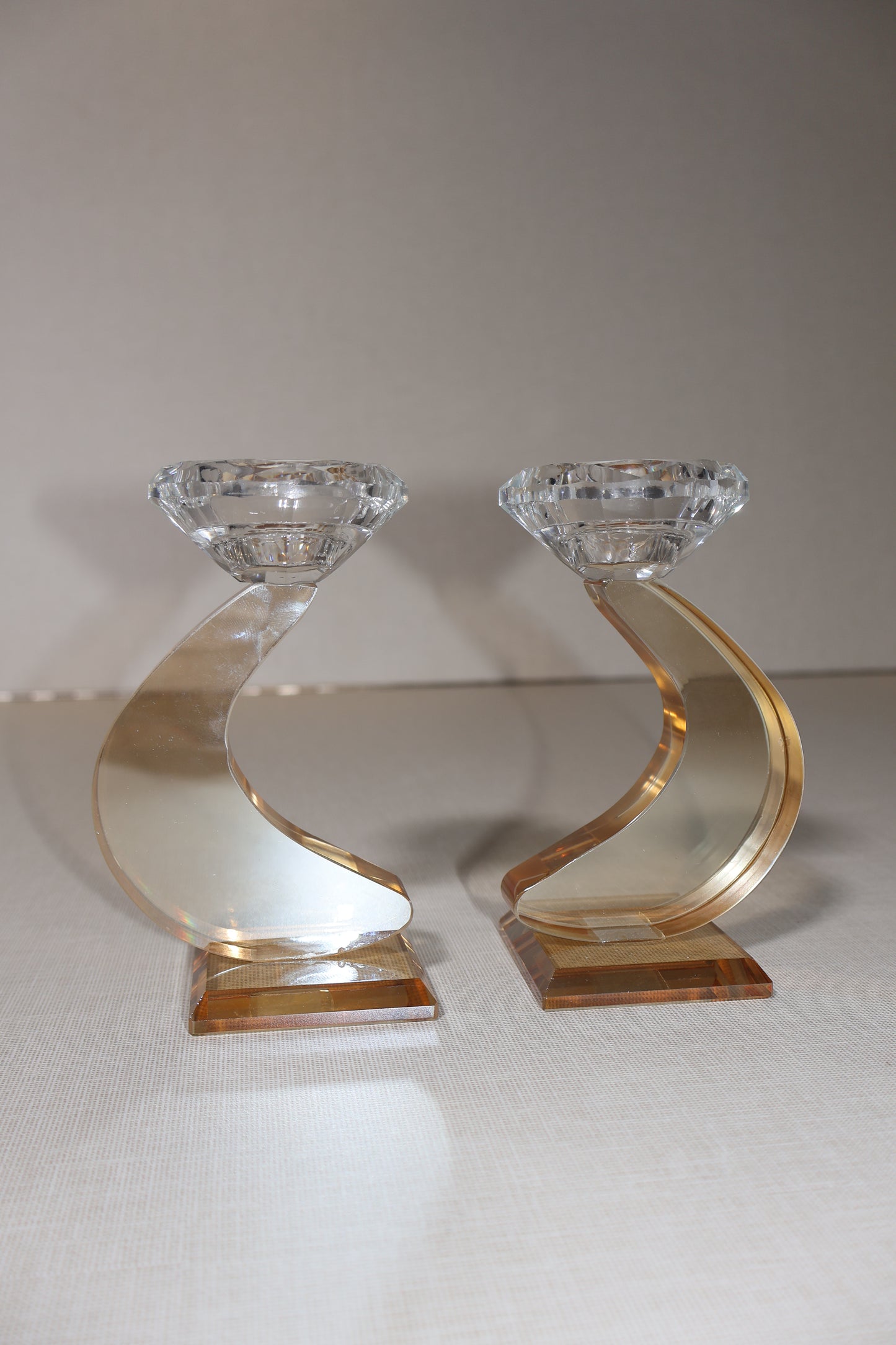 זוג פמוטי קריסטל מעוגלים