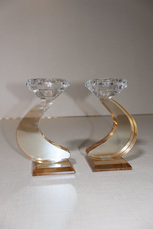 זוג פמוטי קריסטל מעוגלים