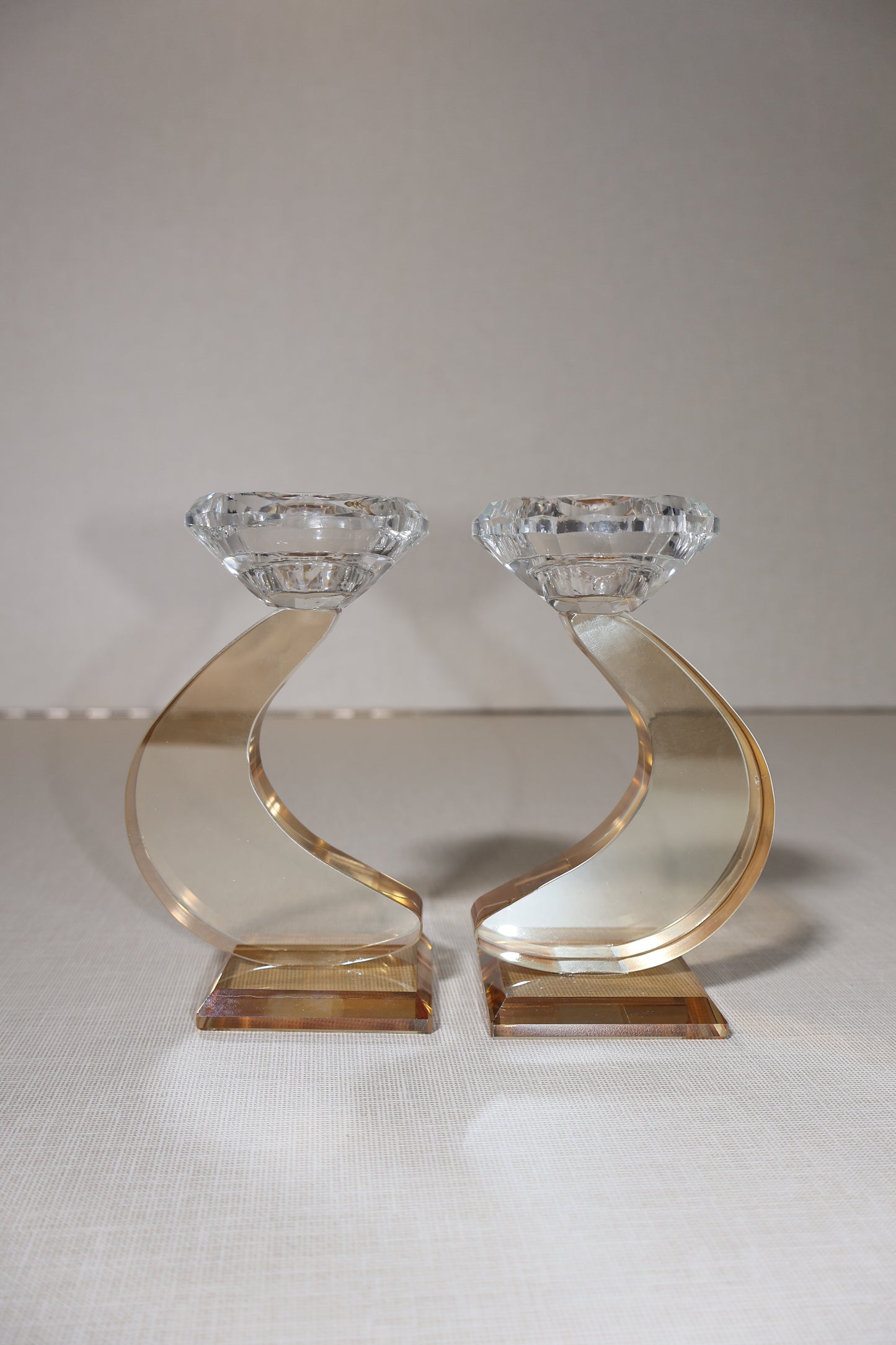 זוג פמוטי קריסטל מעוגלים