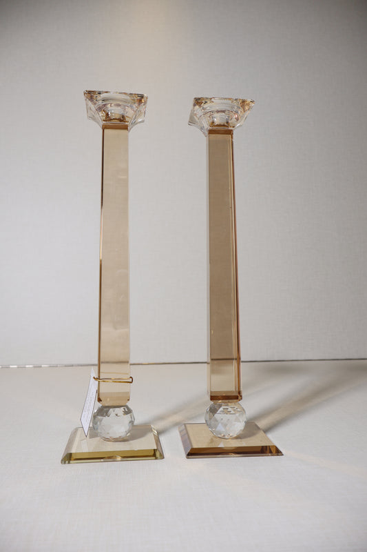 סט פמוטי קריסטל מהודרים גוון שמפניה - 34 ס"מ