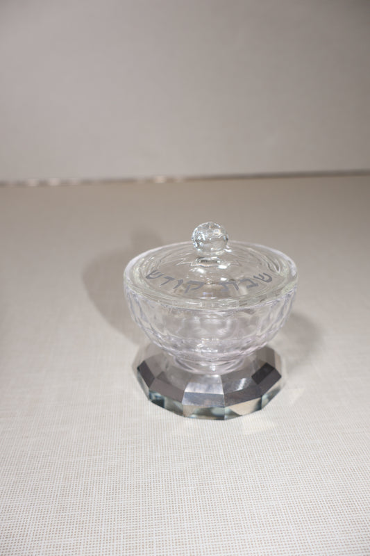 מלחיית קריסטל שקוף- דגם חלק וחריטת ״שבת קודש״