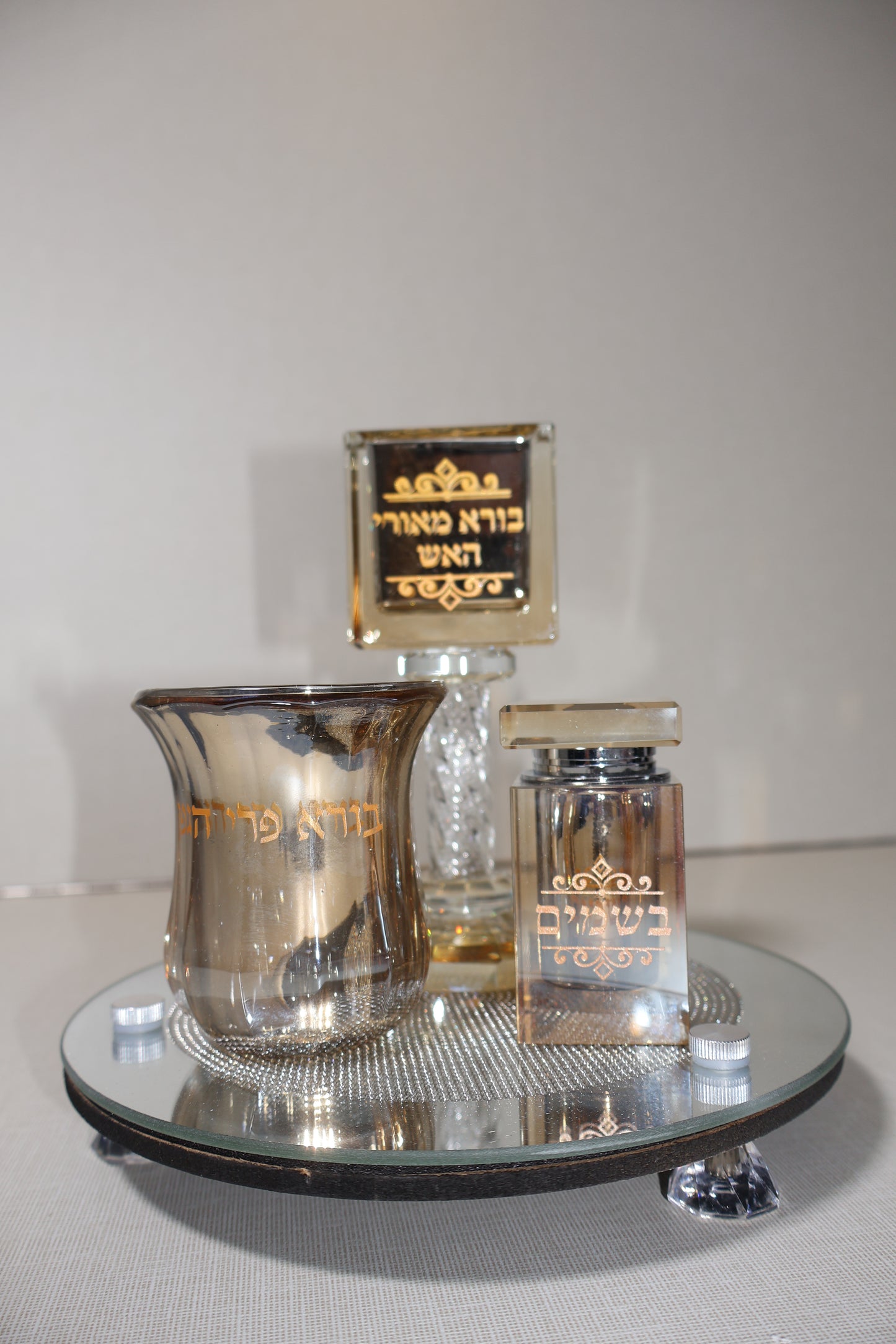 סט הבדלה קריסטל שמפנייה בשילוב מראה