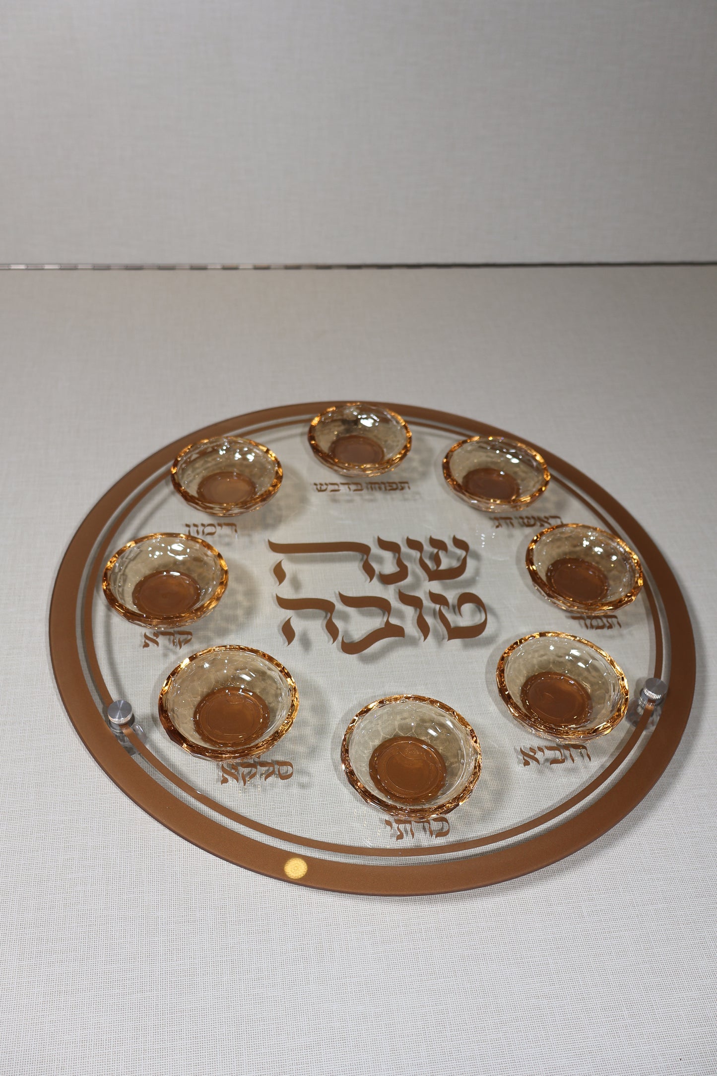 צלחת ברכות לראש השנה – קריסטל שמפנייה מהודרת